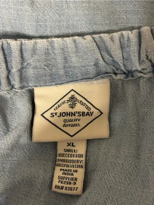St. John’s Bay XL Chambray Maxi Dress Embroidered Floral Cotton Tiered thumbnail 2