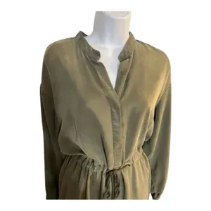 A New Day Green Shirt Dress Size M Women Long-Sleeve Button Up Drawstring Midi thumbnail 7