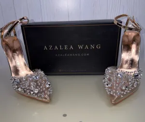 Azalea Wang Popstar Rose Gold PVC Slingback Stiletto Heels Women’s Size 7.5 thumbnail 1