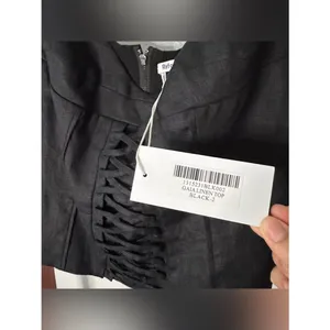 Reformation Gaia Linen Corset Tank Top NEW Black thumbnail 6