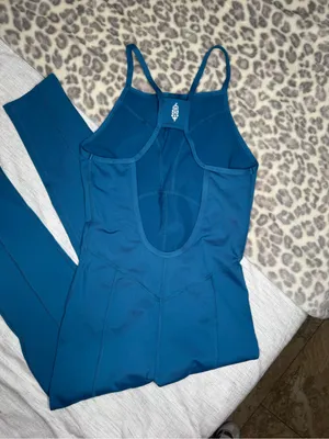 Free People FP Movement Ashford Side To Side Performance Jumpsuit Turquoise XS thumbnail 4