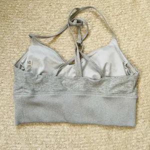 ALO Yoga Light Gray Ribbed V-Neck Bralette thumbnail 8
