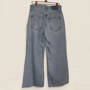etica devon crop wide leg light wash jeans| sz 25 raw hem eco denim thumbnail 3