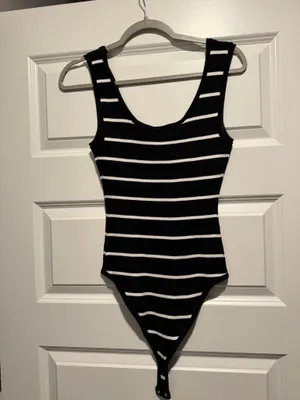 stripe bodysuit Black Size L thumbnail 2