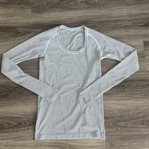 lululemon athletica Black Striped Swiftly Crewneck Top thumbnail 1