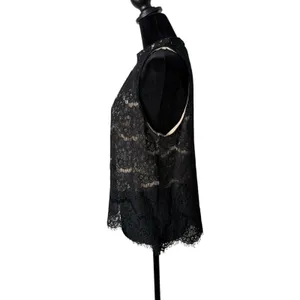 Fire Los Angeles Womens Black Lace Mesh Top Size L Mock‎ Neck Romantic Gothic Dark Feminine thumbnail 5
