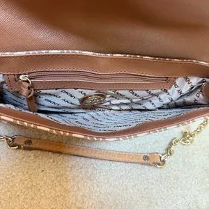DKNY Shoulder Bag Brown Monogram Logo Pebbled Leather Y2K Baguette Women‎ Small thumbnail 5