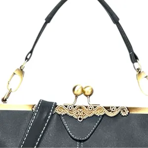 Elegant Black faux leather kiss lock Handbag! New thumbnail 3