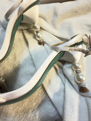 Betsey Johnson SB-Jacy Ivory Pearl-Embellished Ankle Strap Heels size 7.5 thumbnail 8