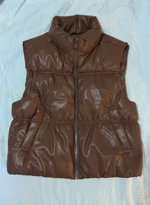 Faux Leather Vest Orange Size M thumbnail 1