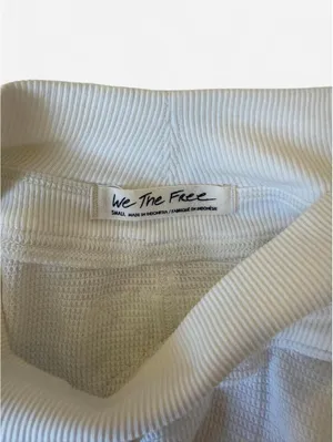 Free People White Waffle Knit mock kneck Long Sleeve Top Size Small thumbnail 6