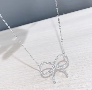 Elegant Silver Bow Necklace thumbnail 3