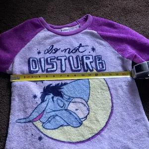 Disney sleepy Eeyore purple do not disturb fuzzy pajama top and bottoms M thumbnail 7