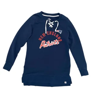 Majestic Womens S New England Patriots Hyper Lace Up Tunic Sweatshirt NFL Blue thumbnail 1