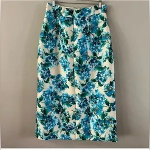 Tuckernuck Kennedy Midi Skirt M Hydrangea Floral Water’s Edge NWT thumbnail 4