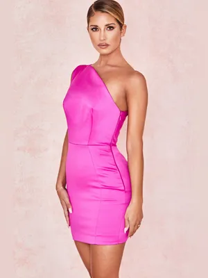 House of CB AYELEN Pink Duchess Satin One Shouldered Mini Dress thumbnail 3