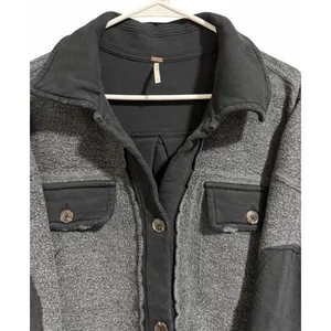 Free People Ruby Jacket Washed‎ Black Oversized Women's Size Small thumbnail 3