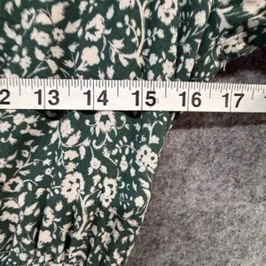 Zara Floral Green‎ Gathered Midi Dress V-Neck Puff Sleeve Cottagecore Prairie XS thumbnail 7