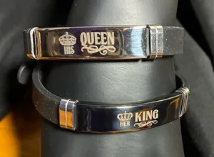 Stainless steel two-piece his and her bracelets thumbnail 1