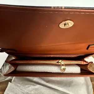 NWT Valentino Orlandi Printed Crossbody - Gorgeous! $159 Brown/gold thumbnail 8