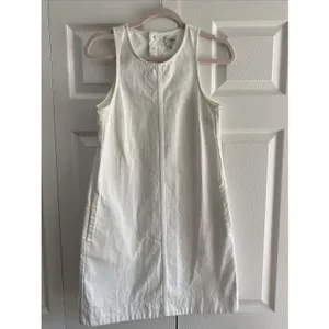 J.Crew‎ Button-Back Shift Dress Womens Size 00 White Denim Mini Rush Sorority thumbnail 2