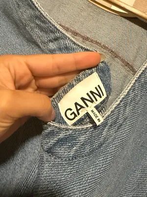 Ganni Light Blue Denim Maxi Dress with Raw-Edge Trim thumbnail 6