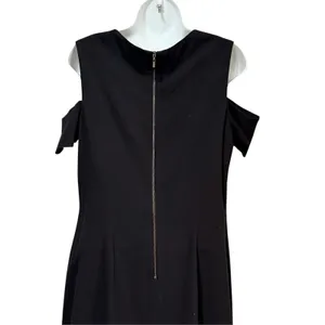 Tahari Arthur S Levine Black Cold Shoulder Sheath Dress Size 10 Exposed Zipper thumbnail 4
