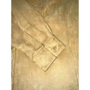 Vintage Margaret Godfrey Suede Ruched Button Up Shirt Large Tan thumbnail 7