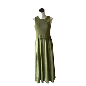 NWT Taylor Mix Media Ribbed Bodice Crew Neck Satin Skirt Pocket Medium thumbnail 8