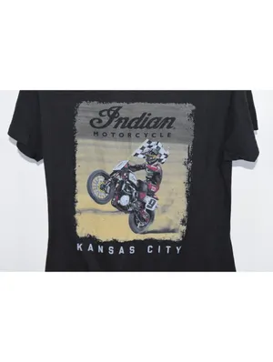 Indian Motorcycle T-Shirt Women's XL Black Kansas City Racing Graphic Tee thumbnail 5