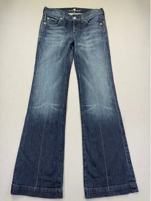 7 For All Mankind dojo Wide Leg Flare Jeans Dark Wash Blue U115J470S Size 27 thumbnail 1