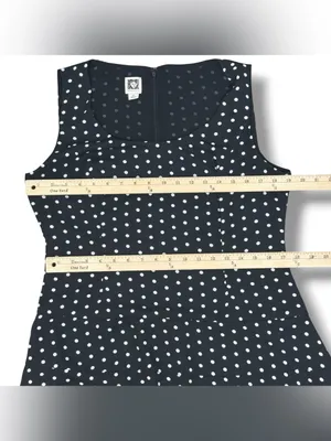 Anne Klein Polka Dot Lace Inset Sleeveless Maxi Dress Black White 12 Chiffon thumbnail 13