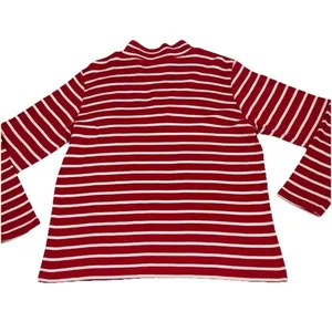 LL Bean Red White Stripes 1/4 Zip‎ French Sailor Pullover Top Size LARGE thumbnail 9
