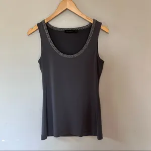 The Limited Sleeveless Top Blouse Silver Sparkle Trim GRAY Medium thumbnail 9
