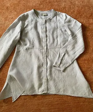 JONES NEW YORK SPORT Linen Bottom Down Grey Shirt thumbnail 1