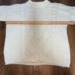 80s Cotton Forever Cream Chunky Knit Sweater USA 100% Cotton Women L Cottage VTG thumbnail 5