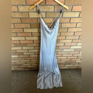 NWT Show Me Your MuMu Tuscany Maxi Slip Dress in Silver Luxe Satin - Size S thumbnail 3
