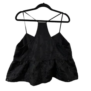 Tuckernuck Black Embroidered Eyelet Peplum Cami Racerback Tank Top XL Women thumbnail 2