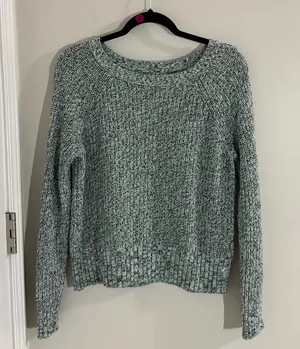 American Eagle Outfitters Textured Knit Sweater - Mint and Gray Size Large thumbnail 1