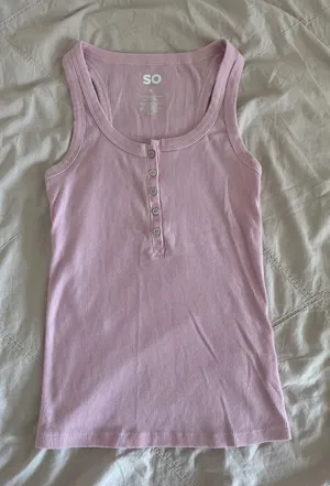 SO Ribbed Henley Tank in Soft Lilac thumbnail 1