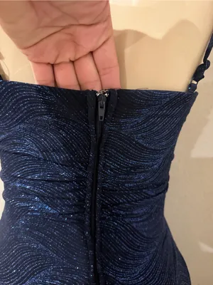 Windsor women’s dress Navy Sequin Spaghetti Strap Evening Gown size XS thumbnail 15