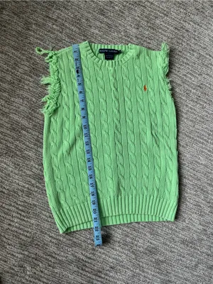 Polo Ralph Lauren Green Distressed Sweater Vest size small thumbnail 5