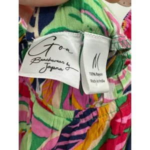 Goa by Japna Green Tropical Print Maxi Dress Womens Pockets Rayon‎ Size M Resort thumbnail 6