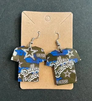 Dallas Cowboys Football‎ T Shirt Earrings Dangle Novelty Jewelry Women thumbnail 1