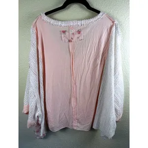 POL Top Womens L Floral Crochet Knit Patchwork Boho Oversized Hippie Whimsigoth‎ thumbnail 6
