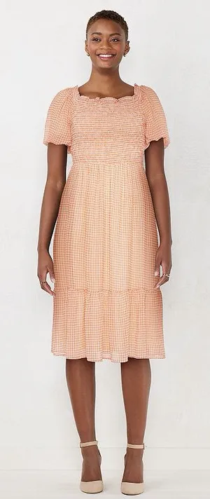 LC Lauren Conrad Puff-Sleeve Smocked Midi size XL thumbnail 1