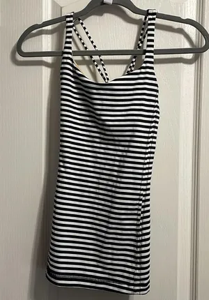 Lululemon Free to be Black & White Striped Tank thumbnail 3