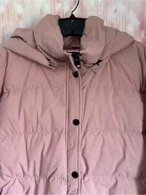 Halara Blush Pink Cropped Black Trim Puffer Winter Coat Jacket Size XL thumbnail 2