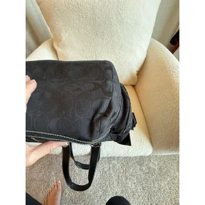 Coach Soho Tote Bag Women's Black Canvas Casual Signature Monogram Multi Pocket thumbnail 12
