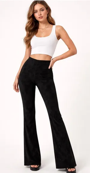 American Eagle Faux Suede Pants Stretch Black Straight Leg Size Small thumbnail 1